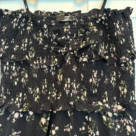 Whimsigoth Black Floral Tiered Ruffled Dress - Picture 3 of 4